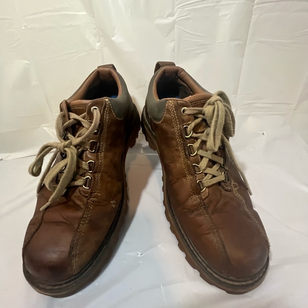 Y2K Timberland Brown Leather Chunky Heel Boots Size 10.5 M